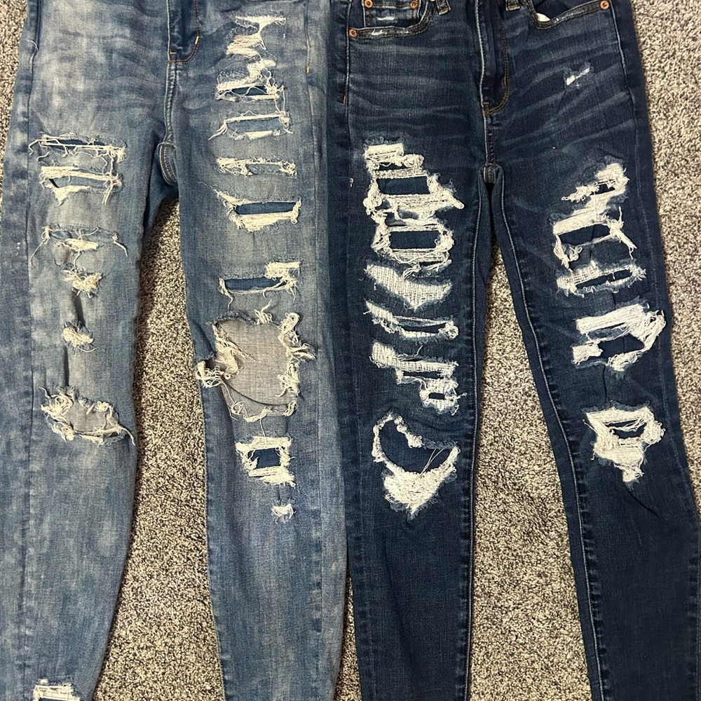 American Eagle Outfitters Blue Skinny Jeans Distressed Style